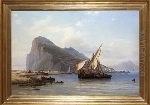 Fiskebat Vid Gibraltar Sund Oil Painting by Vilhelm Melbye