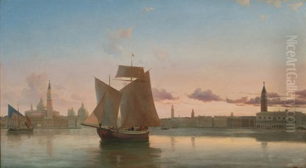 Sailing Ships Off Venice Oil Painting by Vilhelm Melbye