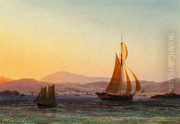 Indsejlingen Til Christiansted, Skt. Thomas Oil Painting by Vilhelm Melbye