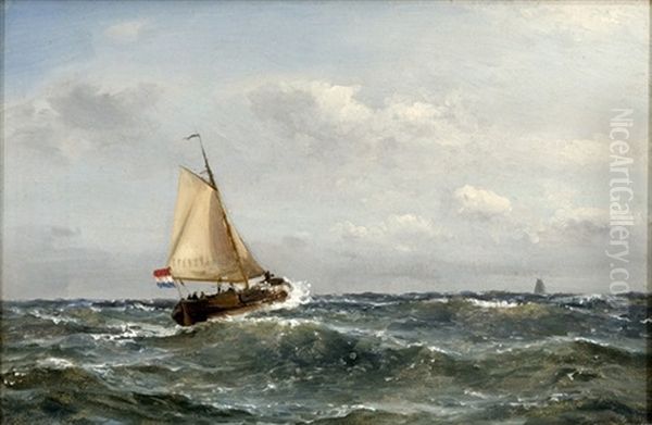 Oprort Hav Med Hollandsk Fiskerbad Oil Painting by Vilhelm Melbye