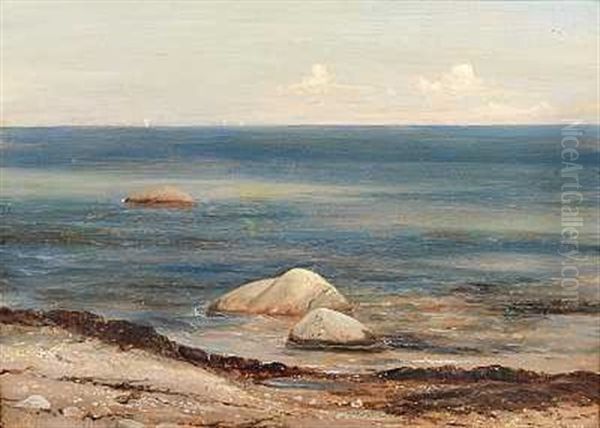 Store Sten I Strandkanten Ved Aalsgaarde Oil Painting by Vilhelm Melbye