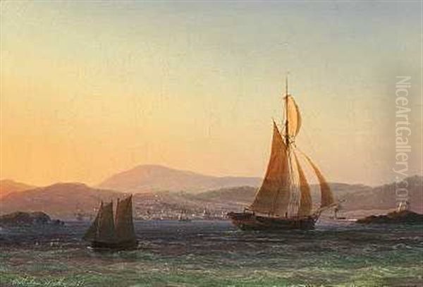 Indsejlingen Til Christiansted, Skt. Thomas Oil Painting by Vilhelm Melbye