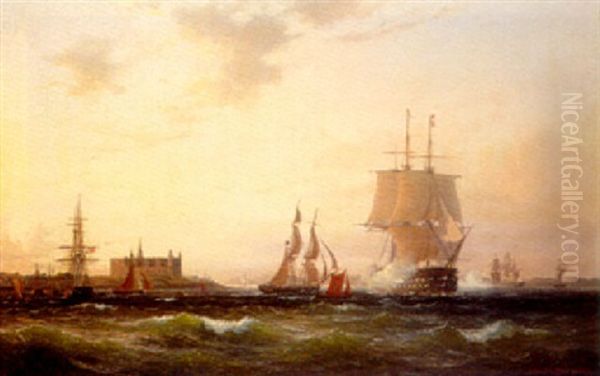 Sea Battle Outside Kronborg Oil Painting by Vilhelm Melbye