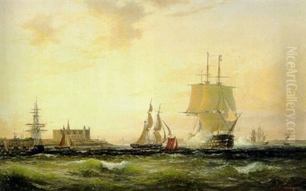 Fegat Saluterer Ud For Kronborg Oil Painting by Vilhelm Melbye