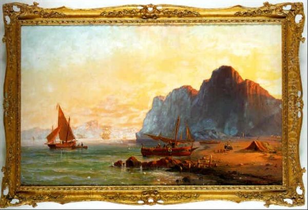 Optrukne Bade Pa Stranden Ved Gibraltar Oil Painting by Vilhelm Melbye