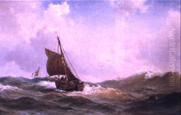 Rough Sea Oil Painting by Vilhelm Melbye