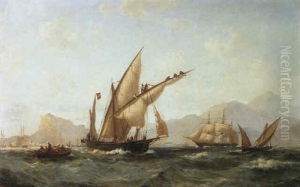 Shipping Off Alicante, Spain Oil Painting by Vilhelm Melbye