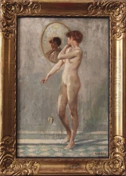 Femme Nue Debout Devant Un Miroir Oil Painting by Franz Melchers