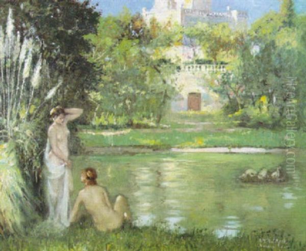 La Baignade Oil Painting by Franz Melchers