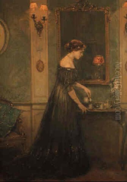 L'heure Du The Oil Painting by Franz Melchers