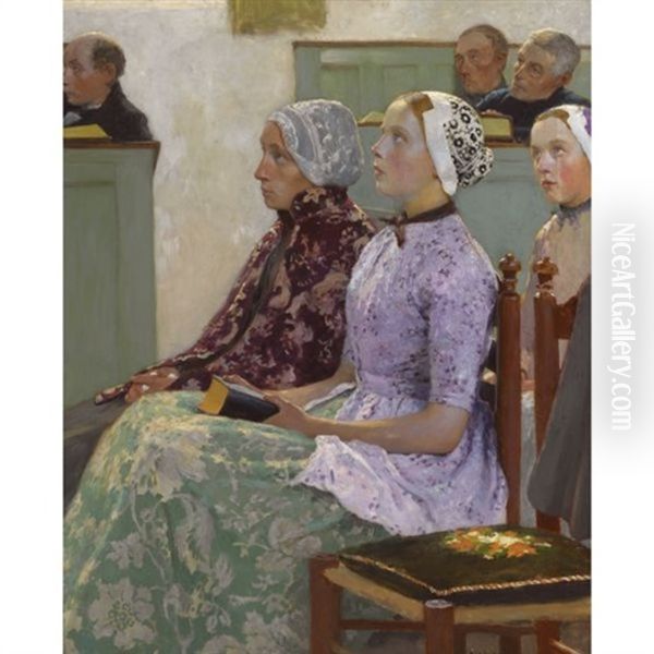 Sunday Mass Oil Painting by Gari Melchers