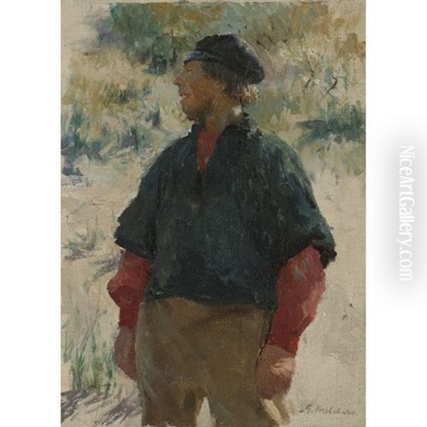 Fisherman In The Dunes Oil Painting by Gari Melchers