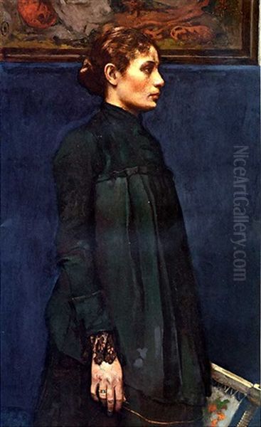 Portrait Of Mrs. H (mrs. George Hitchcock) Oil Painting by Gari Melchers