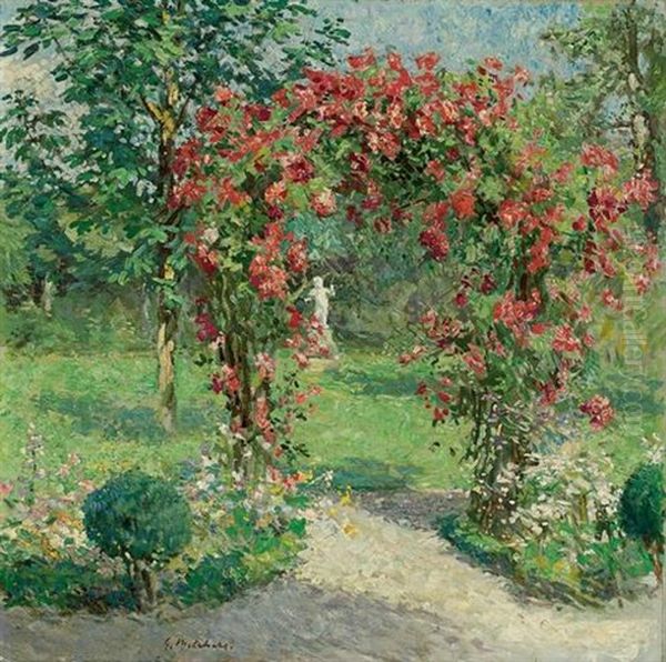 The Crimson Rambler Oil Painting by Gari Melchers