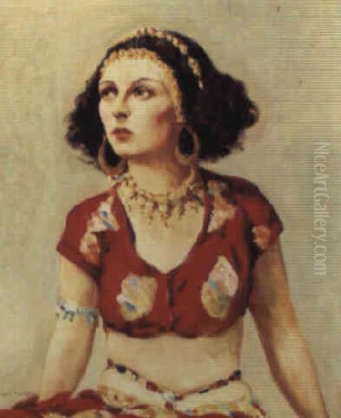 Gypsy Woman Oil Painting by Gari Melchers