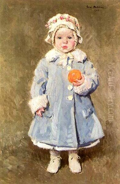 Child With An Orange Oil Painting by Gari Melchers