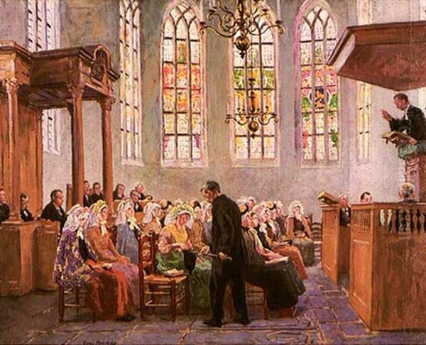 The Offertory (interior Of A Church) Oil Painting by Gari Melchers