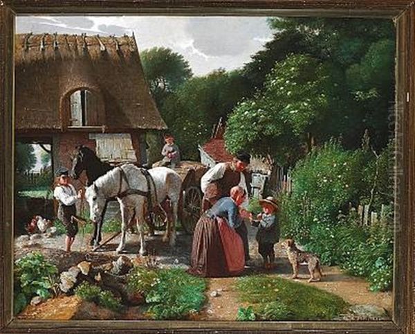 Returning From The Marketplace Oil Painting by Carl Theodor Melchior