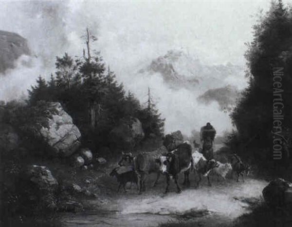 Almabtrieb Oil Painting by Joseph Wilhelm Melchior