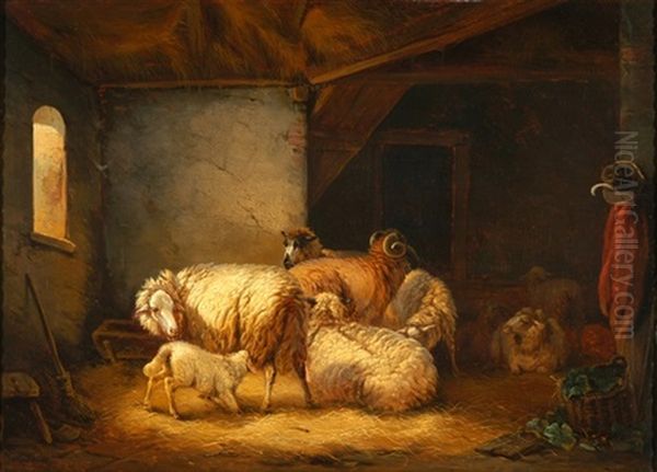 Stall Mit Schafen Oil Painting by Wilhelm Melchior