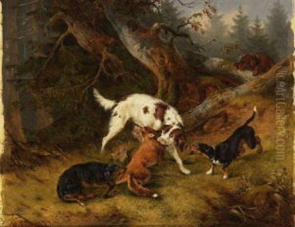 Jagdhunde Haben Eine Fuchs Gefangen Oil Painting by Wilhelm Melchior