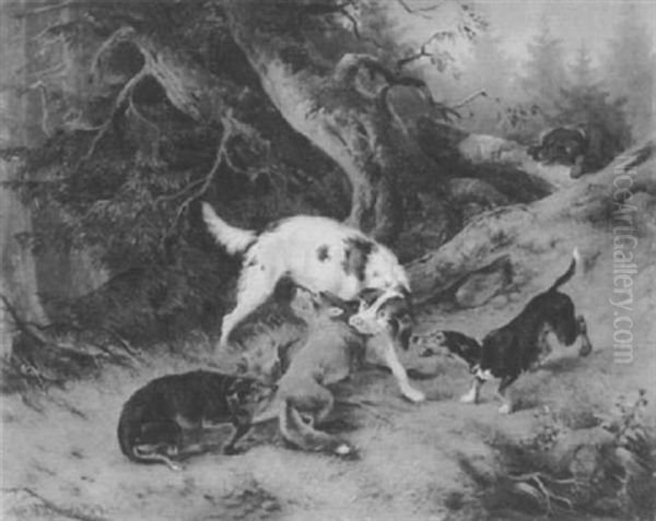 Hunde Stellen Einen Fuchs Oil Painting by Wilhelm Melchior