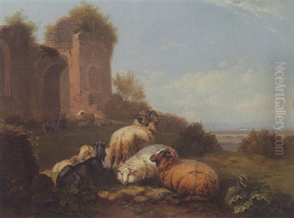 Hirten Mit Schafen Und Zeigen Oil Painting by Wilhelm Melchior