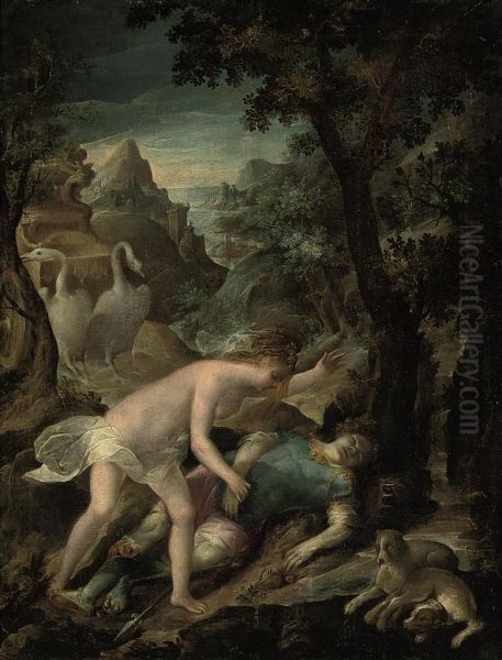 The Death Of Adonis Oil Painting by Jacopo Zanguidi, Called Jacopo Bertoija