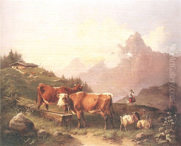 Auf Der Alm Oil Painting by Wilhelm Melchior