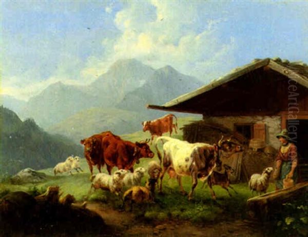 Feeding Time Oil Painting by Wilhelm Melchior