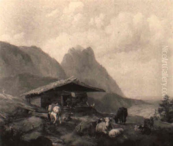 Auf Der Alm Oil Painting by Wilhelm Melchior