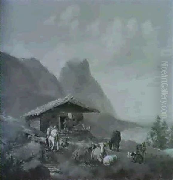 Auf Der Alm Oil Painting by Wilhelm Melchior