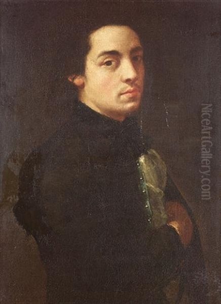 Portrait Of A Gentleman In A Dark Blue Coat And White Cravat Oil Painting by Jose Augustin Melendez