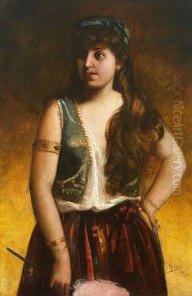 Portrait Eines Madchens In Orientalischer Tracht Oil Painting by Miguel Angel Melero