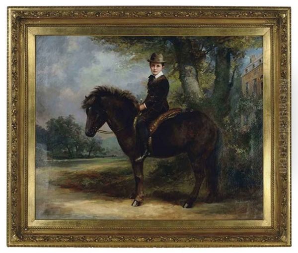 Young Boy On A Shetland Pony Oil Painting by Arthur James Melhuish