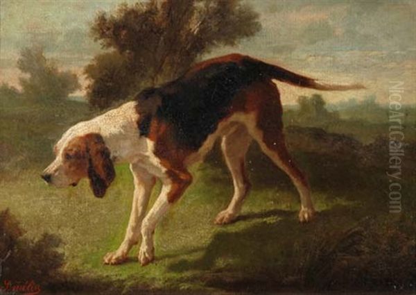 Jagdhund Oil Painting by Joseph Urbain Melin