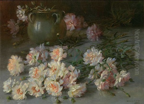 Blumenstilleben Mit Nelken Oil Painting by Victoria (Princess of Coburg) Melita