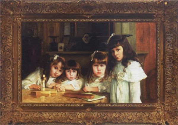 Four Sisters Oil Painting by Henri Van Melle