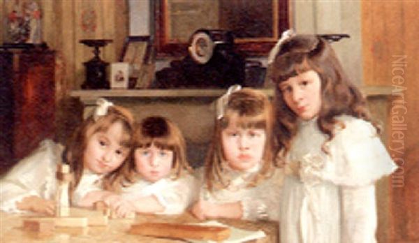 The Four Sisters Oil Painting by Henri Van Melle