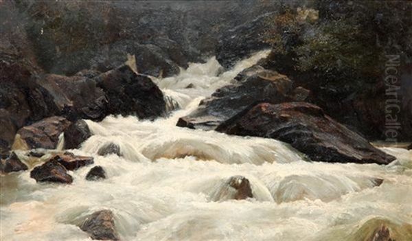 Cascade Oil Painting by Leon-Auguste Melle