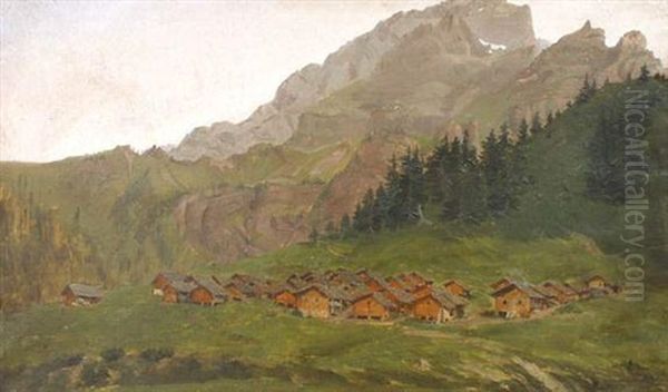 Le Village De Taveyamraz Oil Painting by Leon-Auguste Melle