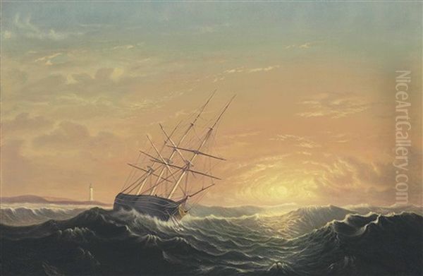 Ship At Sea Oil Painting by Mary Blood Mellen