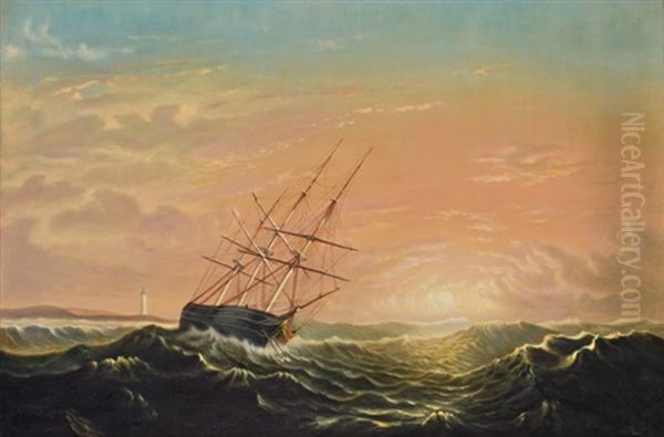 Ship At Sea Oil Painting by Mary Blood Mellen