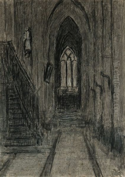 Church Interior Oil Painting by Xavier Mellery