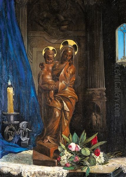 La Vierge Et L'enfant Oil Painting by Xavier Mellery