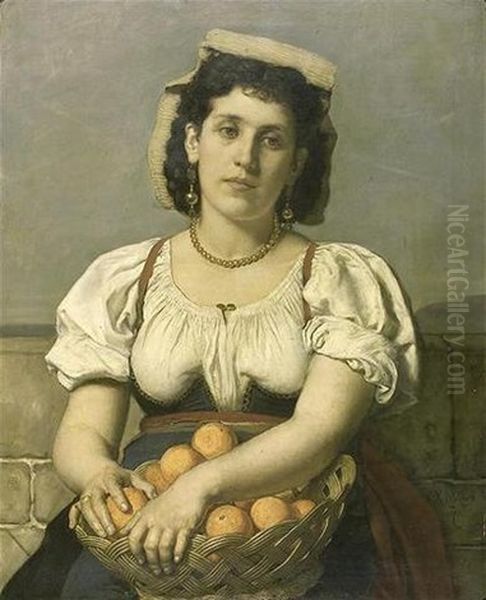 La Vendeuse D'oranges Oil Painting by Xavier Mellery