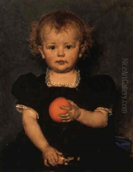 L'enfant A L'orange Oil Painting by Xavier Mellery