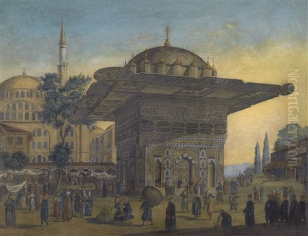 Tophane Fountain, Constantinople Oil Painting by Antoine Ignace Melling