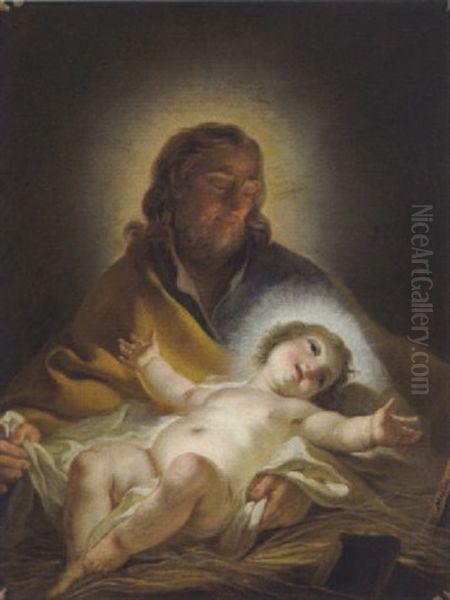 Der Heilige Joseph Mit Dem Jesusknaben Oil Painting by Joseph Melling