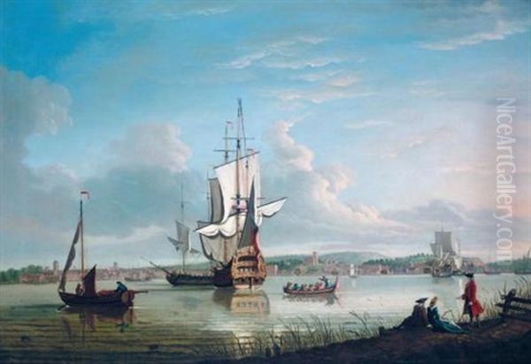 Woolwich Seen Across The Thames From Galleon's Point Oil Painting by Thomas Mellish